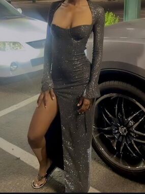 Black Sparkle Long Sleeve Women’s Dress